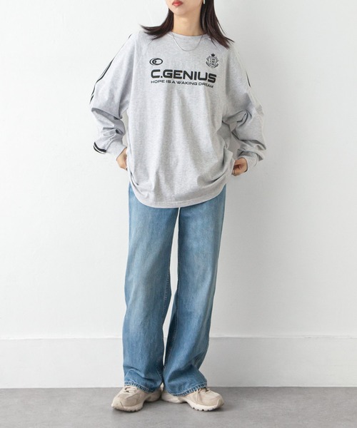 Chillfar(チルファー)の「ラインラグランゲームロンT(Tシャツ/カットソー・レディース・アイボリー系/杢グレー/ブラック/ホワイト×ブラック/ホワイト/オートミール/ネイビー・FREE)」の10枚目の写真