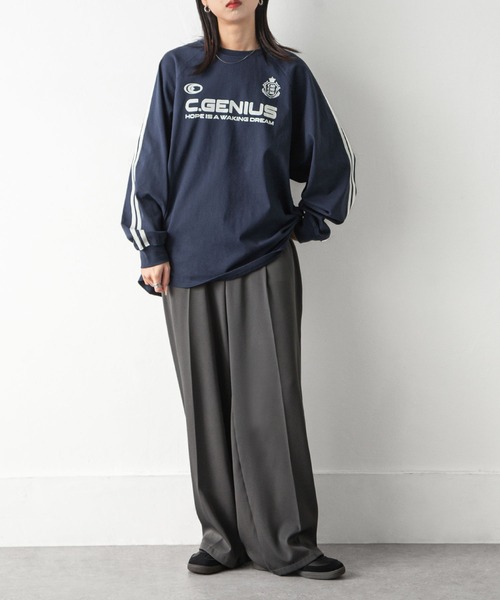 Chillfar(チルファー)の「ラインラグランゲームロンT(Tシャツ/カットソー・レディース・アイボリー系/杢グレー/ブラック/ホワイト×ブラック/ホワイト/オートミール/ネイビー・FREE)」の9枚目の写真