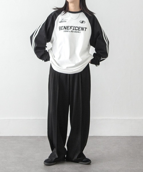 Chillfar(チルファー)の「ラインラグランゲームロンT(Tシャツ/カットソー・レディース・アイボリー系/杢グレー/ブラック/ホワイト×ブラック/ホワイト/オートミール/ネイビー・FREE)」の16枚目の写真