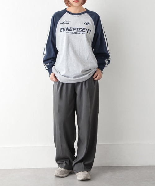 Chillfar(チルファー)の「ラインラグランゲームロンT(Tシャツ/カットソー・レディース・アイボリー系/杢グレー/ブラック/ホワイト×ブラック/ホワイト/オートミール/ネイビー・FREE)」の13枚目の写真