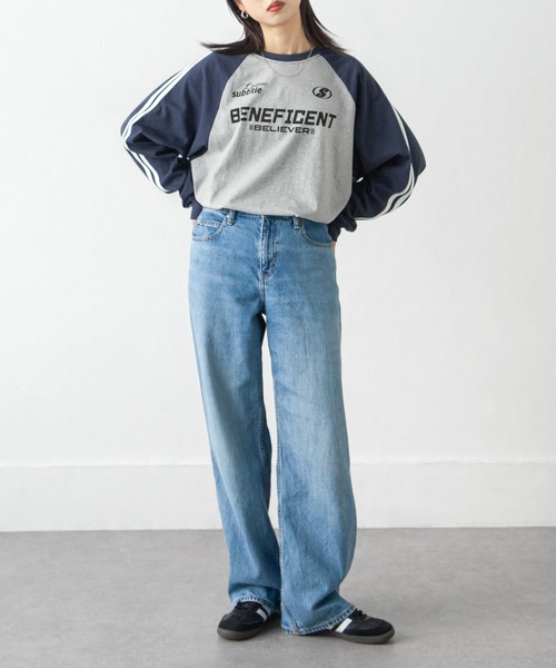 Chillfar(チルファー)の「ラインラグランゲームロンT(Tシャツ/カットソー・レディース・アイボリー系/杢グレー/ブラック/ホワイト×ブラック/ホワイト/オートミール/ネイビー・FREE)」の17枚目の写真