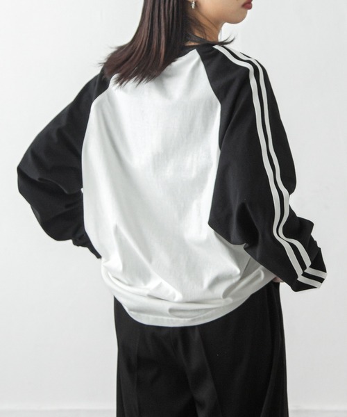 Chillfar(チルファー)の「ラインラグランゲームロンT(Tシャツ/カットソー・レディース・アイボリー系/杢グレー/ブラック/ホワイト×ブラック/ホワイト/オートミール/ネイビー・FREE)」の19枚目の写真