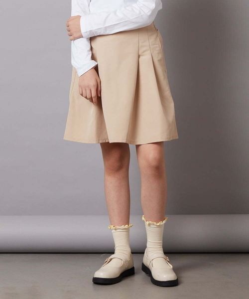 a.v.v（アーヴェヴェ）の「[100-130]【セットアップ対応】ハイウエストタックスカート（スカート・キッズ・ネイビー/ベージュ・100/110/120/130）」の5枚目の写真