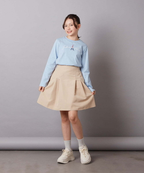 a.v.v（アーヴェヴェ）の「[100-130]【セットアップ対応】ハイウエストタックスカート（スカート・キッズ・ネイビー/ベージュ・100/110/120/130）」の18枚目の写真