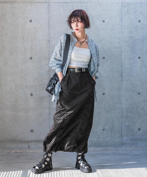 PAGEBOY（ページボーイ）の「シアーチェック2WAYシャツ（シャツ/ブラウス・レディース・ブルー/チャコールグレー/オフホワイト・FREE）」の20枚目の写真