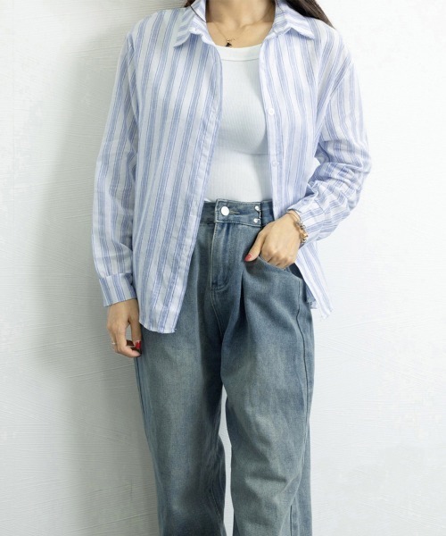 Miniministore(ミニミニストア)の「ストライプシャツ レディース カジュアル(シャツ/ブラウス・レディース・ブルー/グレー・XL/L)」の11枚目の写真