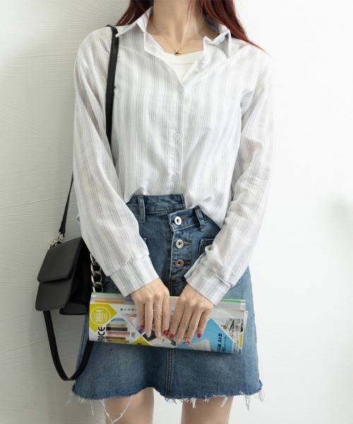 Miniministore(ミニミニストア)の「ストライプシャツ レディース カジュアル(シャツ/ブラウス・レディース・ブルー/グレー・XL/L)」の14枚目の写真