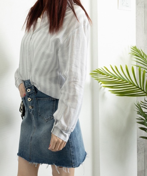 Miniministore(ミニミニストア)の「ストライプシャツ レディース カジュアル(シャツ/ブラウス・レディース・ブルー/グレー・XL/L)」の15枚目の写真