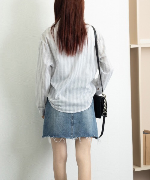 Miniministore(ミニミニストア)の「ストライプシャツ レディース カジュアル(シャツ/ブラウス・レディース・ブルー/グレー・XL/L)」の16枚目の写真