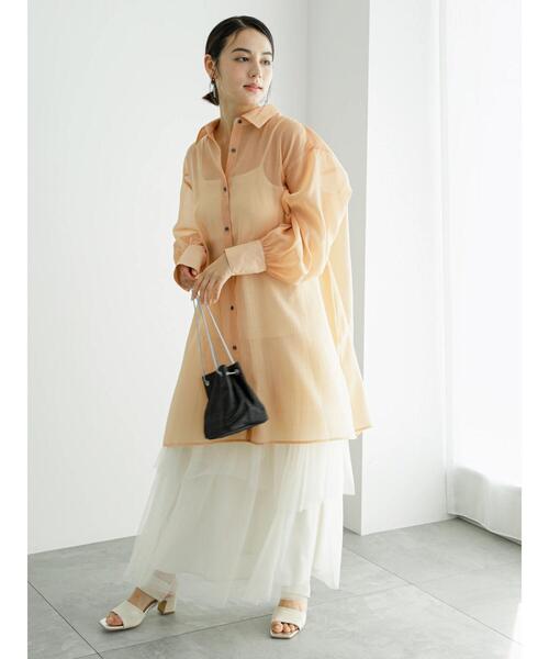 Te chichi（テチチ）の「【松井愛莉着用】チュールアシメ ティアードスカート（スカート・レディース・オフホワイト/グリーン/ブラック・F）」の8枚目の写真