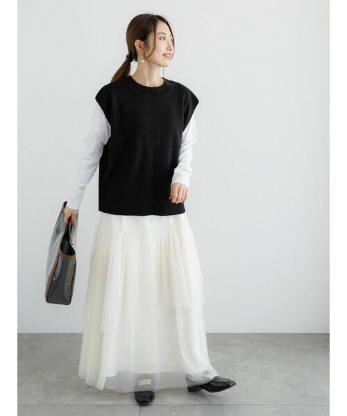 Te chichi（テチチ）の「【松井愛莉着用】チュールアシメ ティアードスカート（スカート・レディース・オフホワイト/グリーン/ブラック・F）」の18枚目の写真