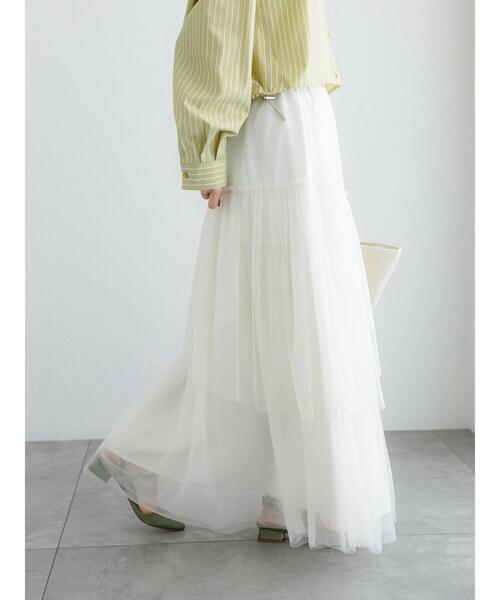 Te chichi（テチチ）の「【松井愛莉着用】チュールアシメ ティアードスカート（スカート・レディース・オフホワイト/グリーン/ブラック・F）」の22枚目の写真