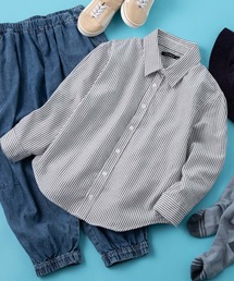 SHISKY（シスキー）の「SHISKY / シスキー レギュラーカラー/バンドカラー 無地/ストライプ オーバーサイズ 長袖シャツ キッズ（シャツ/ブラウス・キッズ）」