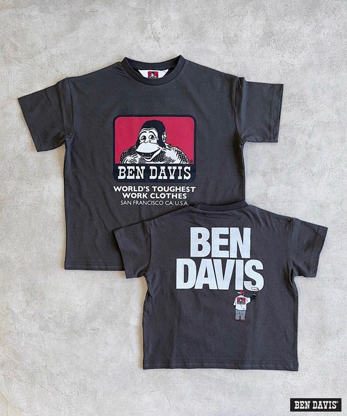 BEN DAVIS（ベンデイビス）の「【BEN DAVIS】別注プリントT（100～160cm）（Tシャツ/カットソー・キッズ・オフホワイト/チャコール/ブラウン・120/110/100/130/160/150/140）」の2枚目の写真