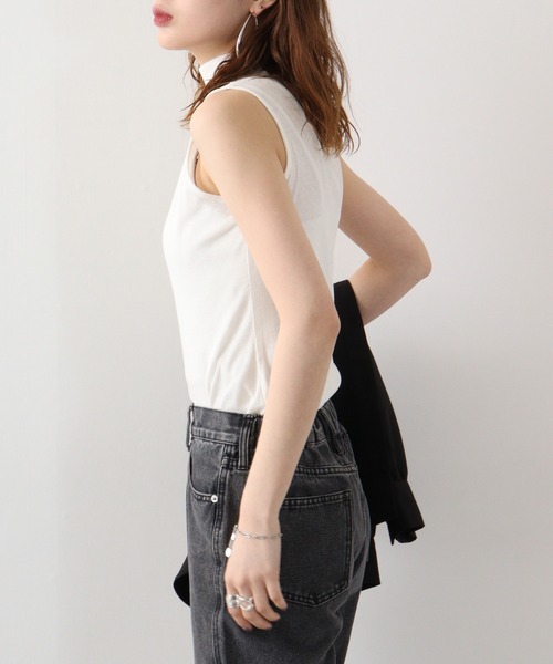 BRODIAEA(ブローディア)の「BRODIAEA シルクプロテイン加工ボトルノース(タンクトップ・レディース・ピンク/イエロー/ベージュ/ライトピンク/ブラック/アイボリー/グレイッシュベージュ・40)」の9枚目の写真