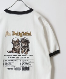 POWER TO THE PEOPLE/パワートゥザピープル ワンポイント バック刺繍 Beer ヴィンテージカー イヌ&ネコ リンガー 半袖Tシャツ レディース メンズ