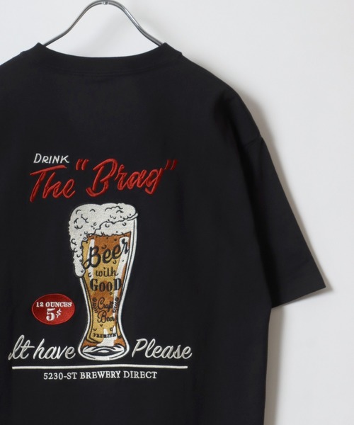 POWER TO THE PEOPLE(パワートゥーザピープル)の「POWER TO THE PEOPLE/パワートゥザピープル ワンポイント バック刺繍 Beer ヴィンテージカー イヌ&ネコ リンガー 半袖Tシャツ レディース メンズ(Tシャツ/カットソー・レディース・チャコール/ホワイト/ホワイト系その他/ホワイト系その他3/ブラック/ホワイト系その他2・M/L/LL)」の5枚目の写真