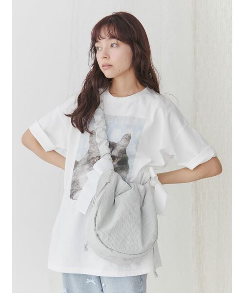 merry jenny（メリージェニー）の「リボンギャザーショルダーbag（ショルダーバッグ・レディース・ミント/アイボリー/ブラック・FREE）」の4枚目の写真