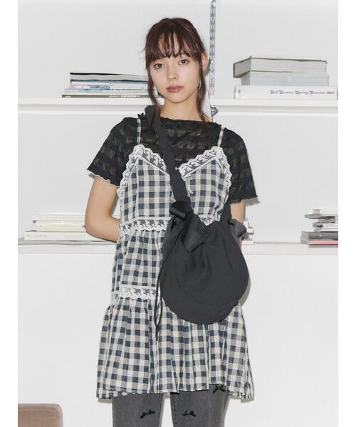 merry jenny（メリージェニー）の「リボンギャザーショルダーbag（ショルダーバッグ・レディース・ミント/アイボリー/ブラック・FREE）」の7枚目の写真