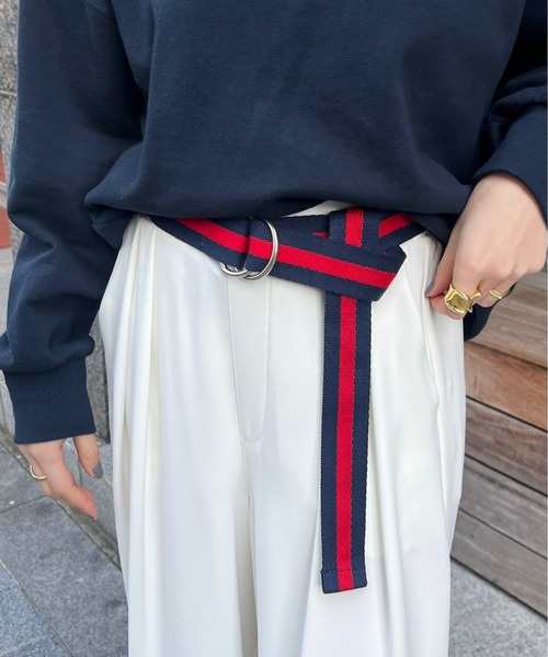 DouDou(ドゥドゥ)の「【新色追加】ラインダブルリングベルト(ベルト・レディース・ブルー/キャメル/ブルー系その他/ブラウン/ボルドー・FREE)」の12枚目の写真