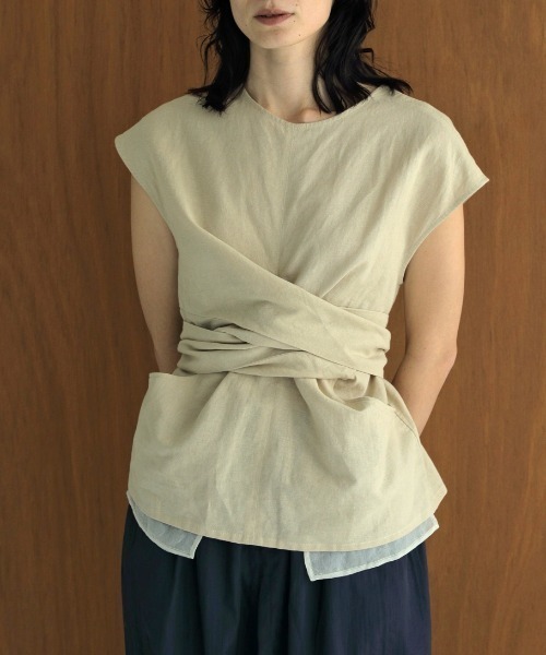 anuke　Linen Cachecoeur Tops リネンカシュクールトップス/62410408
