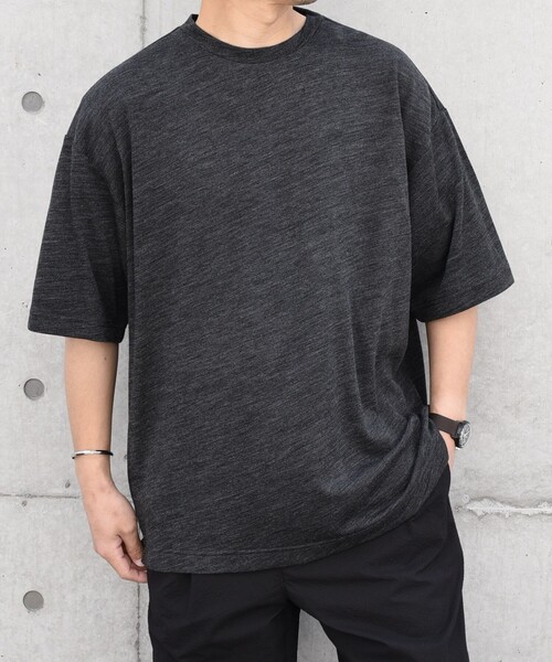 SHIPS any（シップス エニィ）の「SHIPS any: 〈手洗い可能〉バンブー レーヨン ウール混 ルーズ Tシャツ ［BRIOS］◇（Tシャツ/カットソー・メンズ・チャコールグレー/ブラック/ダークグレー・LARGE/MEDIUM）」の11枚目の写真