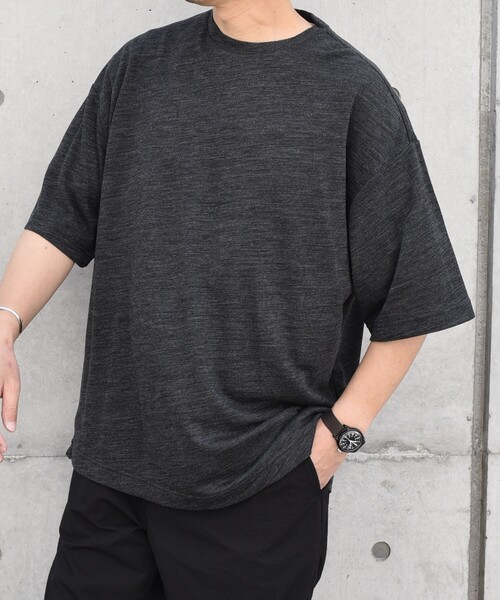 SHIPS any（シップス エニィ）の「SHIPS any: 〈手洗い可能〉バンブー レーヨン ウール混 ルーズ Tシャツ ［BRIOS］◇（Tシャツ/カットソー・メンズ・チャコールグレー/ブラック/ダークグレー・LARGE/MEDIUM）」の13枚目の写真