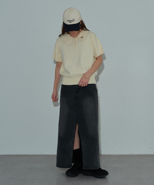 COLONY 2139（コロニートゥーワンスリーナイン）の「衿刺繍ニットポロ（ポロシャツ・レディース・グレー/アイボリー/ブラック・FREE）」の14枚目の写真