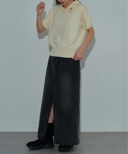 COLONY 2139（コロニートゥーワンスリーナイン）の「衿刺繍ニットポロ（ポロシャツ・レディース・グレー/アイボリー/ブラック・FREE）」の17枚目の写真