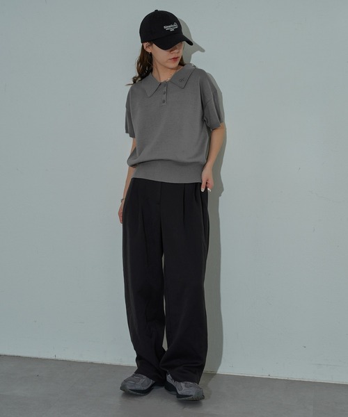 COLONY 2139（コロニートゥーワンスリーナイン）の「衿刺繍ニットポロ（ポロシャツ・レディース・グレー/アイボリー/ブラック・FREE）」の5枚目の写真