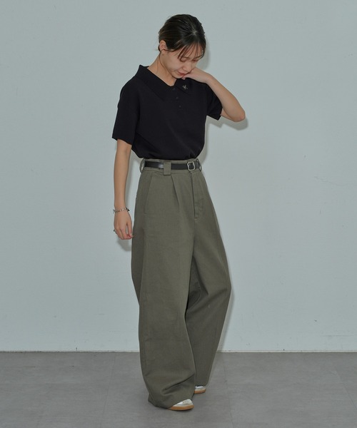 COLONY 2139（コロニートゥーワンスリーナイン）の「衿刺繍ニットポロ（ポロシャツ・レディース・グレー/アイボリー/ブラック・FREE）」の21枚目の写真