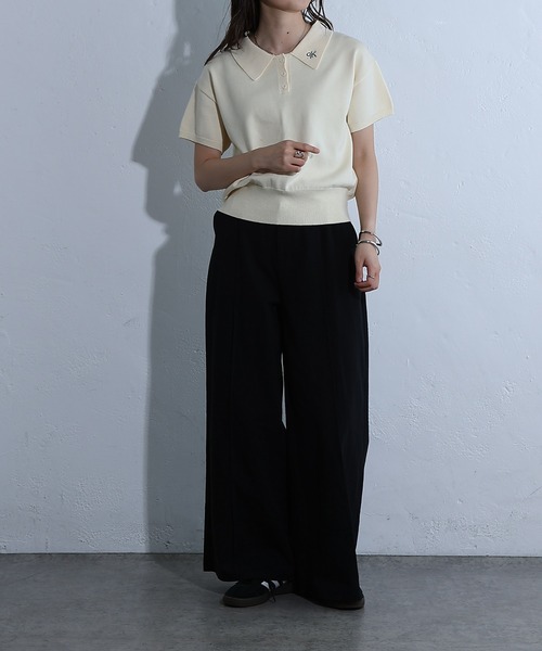 COLONY 2139（コロニートゥーワンスリーナイン）の「衿刺繍ニットポロ（ポロシャツ・レディース・グレー/アイボリー/ブラック・FREE）」の22枚目の写真