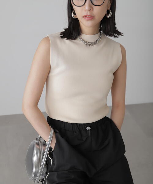 FREE'S MART（フリーズマート）の「［洗える］マシンウォッシャブル総針ボトルネックノースリーブニット（ニット/セーター・レディース・ホワイト系その他/ブラック/イエロー/ホワイト/ライトグリーン・FREE）」の2枚目の写真