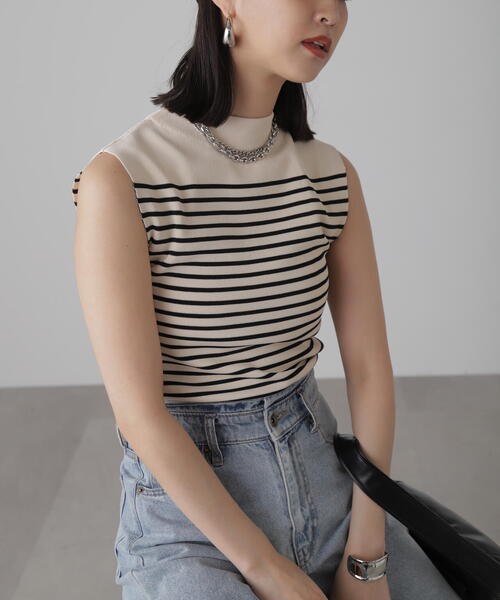 FREE'S MART（フリーズマート）の「［洗える］マシンウォッシャブル総針ボトルネックノースリーブニット（ニット/セーター・レディース・ホワイト系その他/ブラック/イエロー/ホワイト/ライトグリーン・FREE）」の13枚目の写真