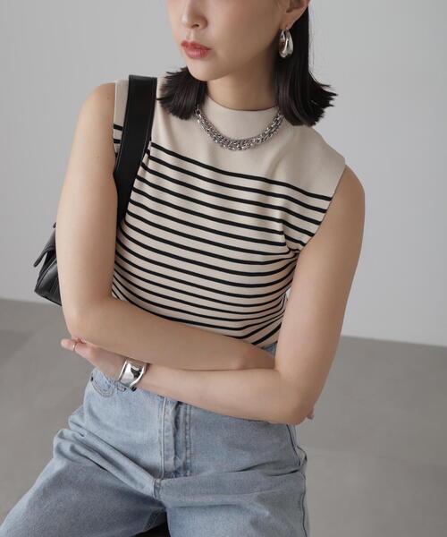 FREE'S MART（フリーズマート）の「［洗える］マシンウォッシャブル総針ボトルネックノースリーブニット（ニット/セーター・レディース・ホワイト系その他/ブラック/イエロー/ホワイト/ライトグリーン・FREE）」の17枚目の写真