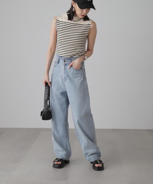 FREE'S MART（フリーズマート）の「［洗える］マシンウォッシャブル総針ボトルネックノースリーブニット（ニット/セーター・レディース・ホワイト系その他/ブラック/イエロー/ホワイト/ライトグリーン・FREE）」の18枚目の写真