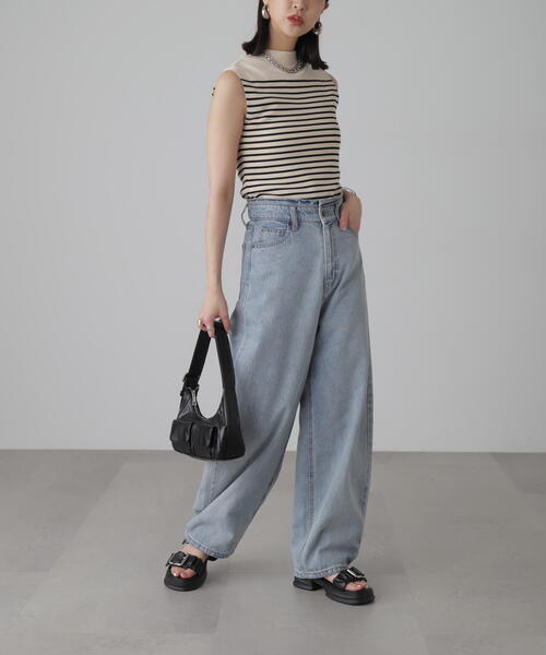 FREE'S MART（フリーズマート）の「［洗える］マシンウォッシャブル総針ボトルネックノースリーブニット（ニット/セーター・レディース・ホワイト系その他/ブラック/イエロー/ホワイト/ライトグリーン・FREE）」の19枚目の写真