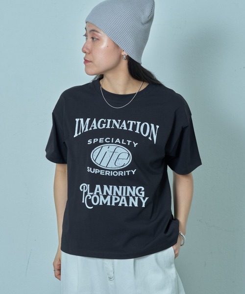 COLONY 2139(コロニートゥーワンスリーナイン)の「コンパクトカレッジTシャツ(Tシャツ/カットソー・レディース・ブラック/オフホワイト・FREE)」の4枚目の写真