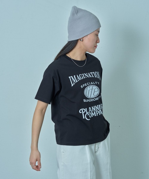 COLONY 2139(コロニートゥーワンスリーナイン)の「コンパクトカレッジTシャツ(Tシャツ/カットソー・レディース・ブラック/オフホワイト・FREE)」の5枚目の写真