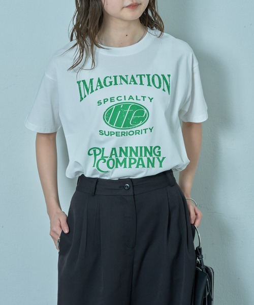COLONY 2139(コロニートゥーワンスリーナイン)の「コンパクトカレッジTシャツ(Tシャツ/カットソー・レディース・ブラック/オフホワイト・FREE)」の11枚目の写真