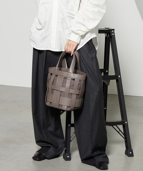 セール】【リサイクルレザー】メッシュかごバッグ small（トート