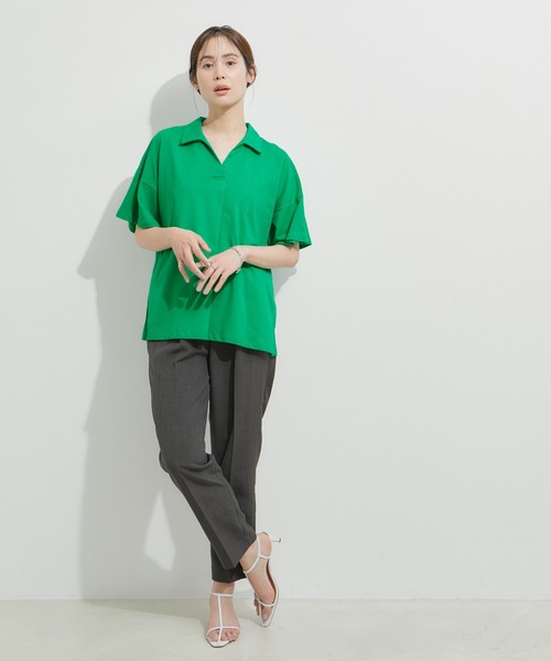 le cercle ADAM ET ROPE'（ルセルクルアダムエロペ）の「スキッパーフレアＴシャツ（Tシャツ/カットソー・レディース・ホワイト/ブラック/ブラウン/グリーン・FREE）」の10枚目の写真
