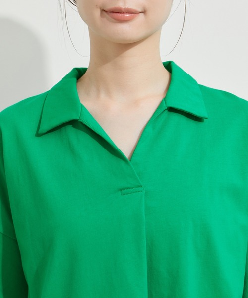 le cercle ADAM ET ROPE'（ルセルクルアダムエロペ）の「スキッパーフレアＴシャツ（Tシャツ/カットソー・レディース・ホワイト/ブラック/ブラウン/グリーン・FREE）」の15枚目の写真