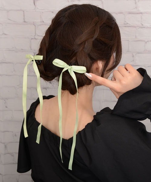 VIBGYOR Women(ヴィブジョー ウィメン)の「【float】パステルカラー ロングリボン ヘアクリップ【2個セット/7色展開】(バレッタ/ヘアクリップ・レディース・ブラック/ミント/ライラック/イエロー/オフホワイト/ライトブルー/ベビーピンク・FREE)」の18枚目の写真