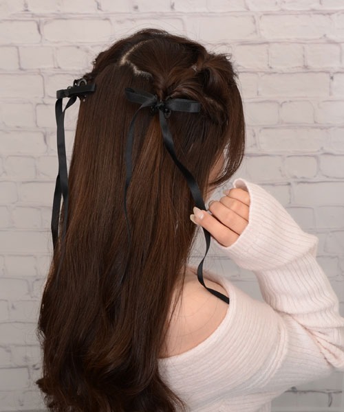 VIBGYOR Women(ヴィブジョー ウィメン)の「【float】パステルカラー ロングリボン ヘアクリップ【2個セット/7色展開】(バレッタ/ヘアクリップ・レディース・ブラック/ミント/ライラック/イエロー/オフホワイト/ライトブルー/ベビーピンク・FREE)」の15枚目の写真