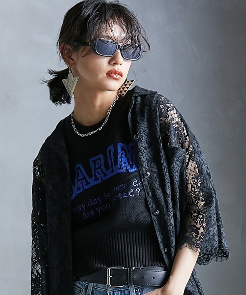 GEVS.(ジェイヴィス)の「【販売終了】<大きいサイズ> レースチュニックシャツ GEVS.(シャツ/ブラウス・レディース・アイボリー/ブラック・L/LL/3L/4L/5L)」の2枚目の写真