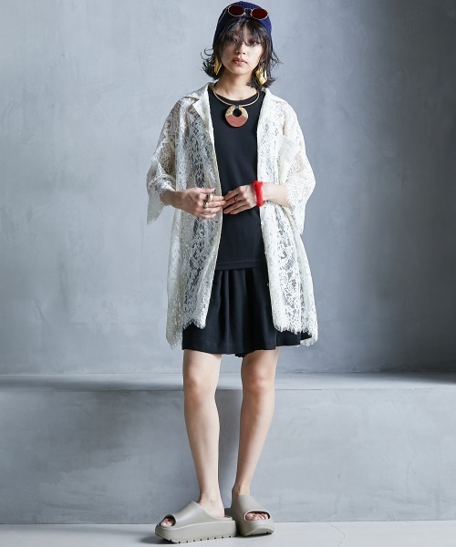 GEVS.(ジェイヴィス)の「【販売終了】<大きいサイズ> レースチュニックシャツ GEVS.(シャツ/ブラウス・レディース・アイボリー/ブラック・L/LL/3L/4L/5L)」の6枚目の写真