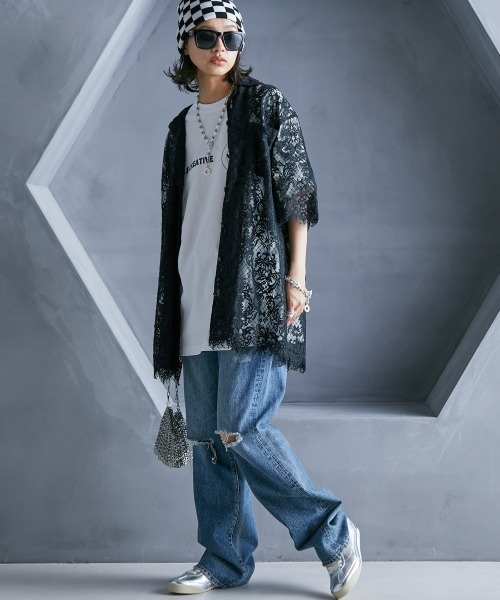 GEVS.(ジェイヴィス)の「【販売終了】<大きいサイズ> レースチュニックシャツ GEVS.(シャツ/ブラウス・レディース・アイボリー/ブラック・L/LL/3L/4L/5L)」の15枚目の写真