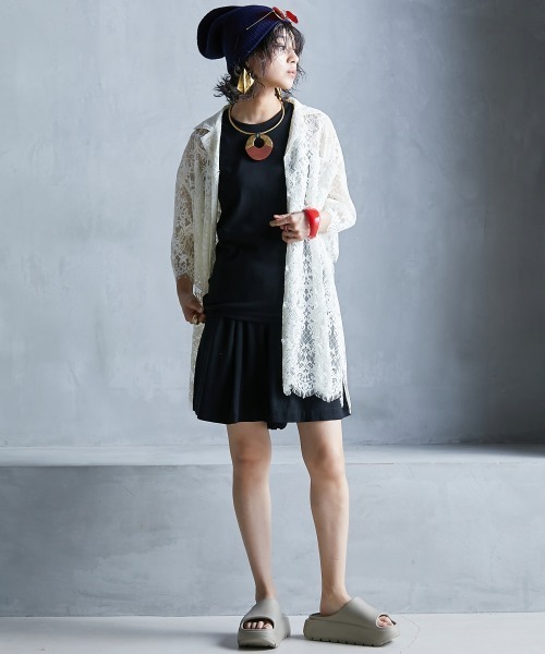 GEVS.(ジェイヴィス)の「【販売終了】<大きいサイズ> レースチュニックシャツ GEVS.(シャツ/ブラウス・レディース・アイボリー/ブラック・L/LL/3L/4L/5L)」の7枚目の写真