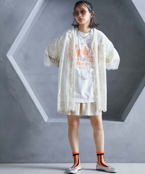 GEVS.(ジェイヴィス)の「【販売終了】<大きいサイズ> レースチュニックシャツ GEVS.(シャツ/ブラウス・レディース・アイボリー/ブラック・L/LL/3L/4L/5L)」の9枚目の写真